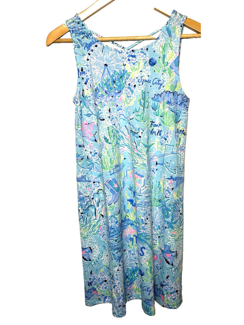 Lilly Pulitzer Kristen Dress Bayside Blue Lilly Loves Texas NWT Sz XS